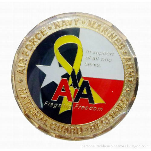 Souvenir Army Silver, Brass Metal Pin Coins, With Filling Colors And Epoxy Cover Finish